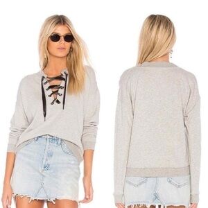 Rails Ryan Pullover Heather Gray Lace-Up Sweater